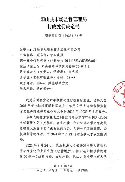 清遠(yuǎn)市九順土石方工程有限公司 行政處罰決定書 (1).JPG
