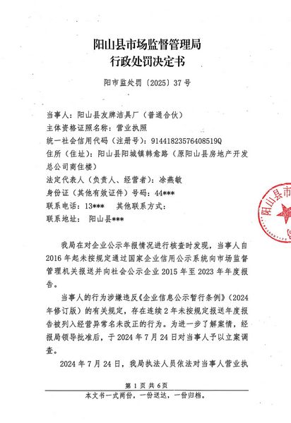 陽山縣友牌潔具廠（普通合伙） 行政處罰決定書 (1).JPG